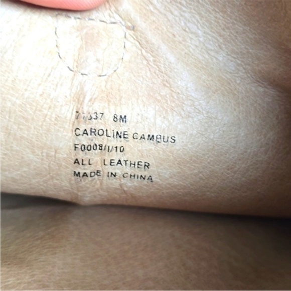 FRYE- CAROLINE CAMPUS Cognac Leather Wedge Boots - Picture 5 of 9